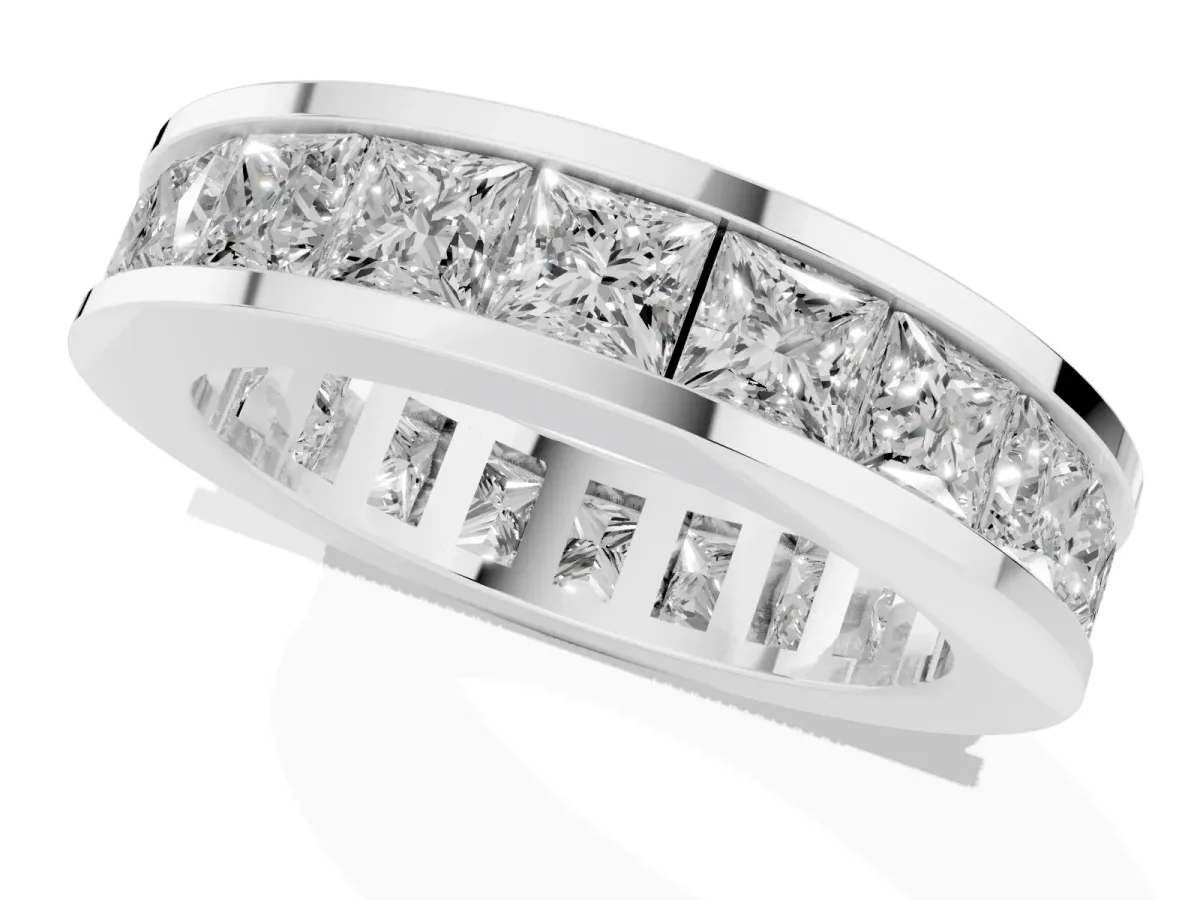 Princess Cut Eternity Band with Channel Set Platinum
