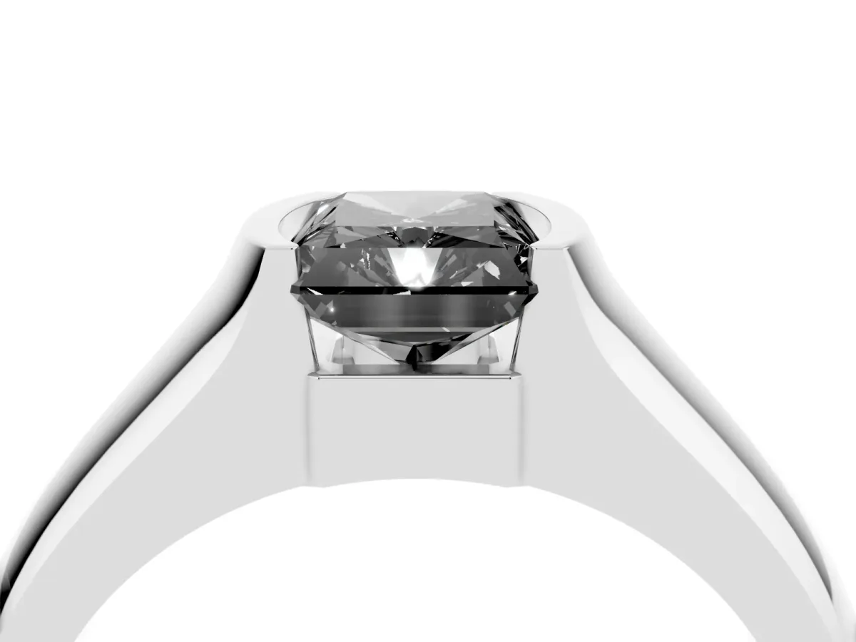 Fancy Black Radiant Cut Solitaire Bezel Set Diamond Ring with Wide Band Platinum