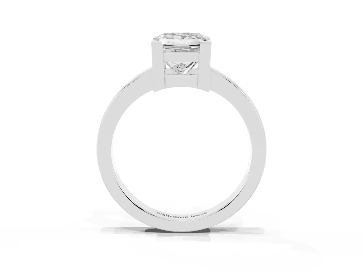 Princess Cut Cut Solitaire Ring with Four-Prong Setting and Classic Band Platinum