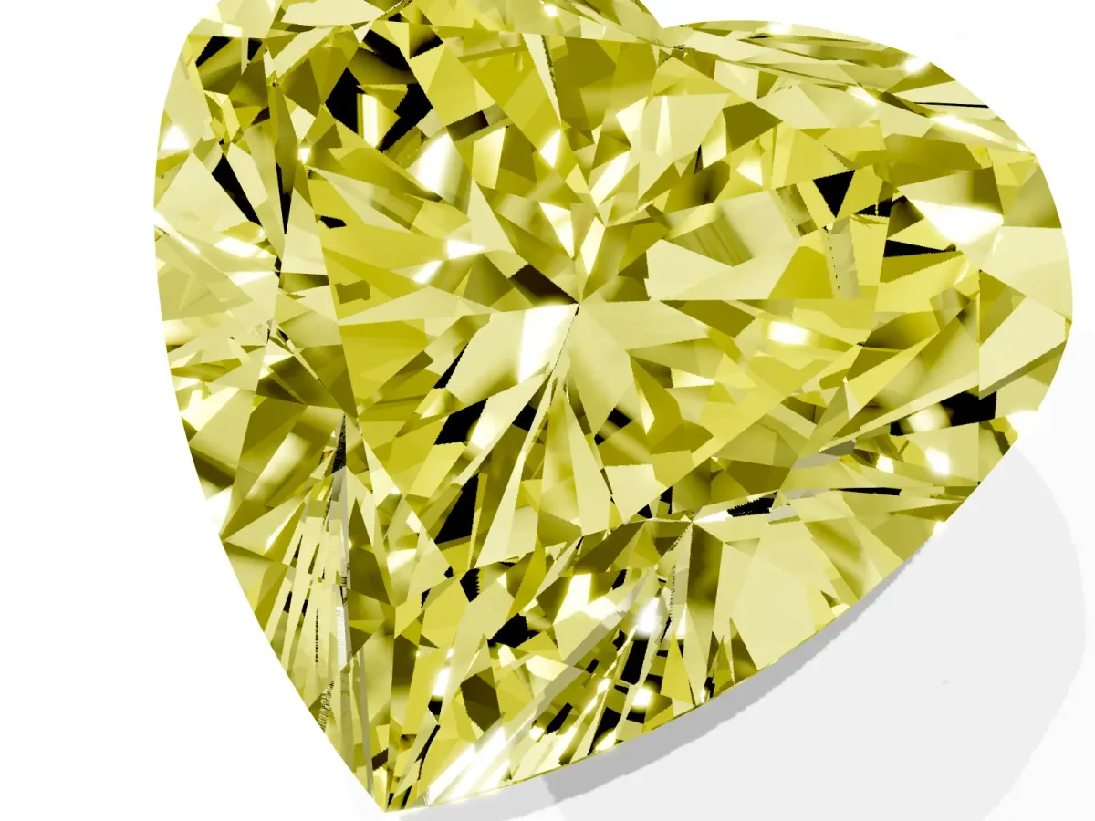 Fancy Yellow Heart Cut Cut Double Halo Diamond Engagement Ring with Pave Band and Four-Prong Setting Platinum