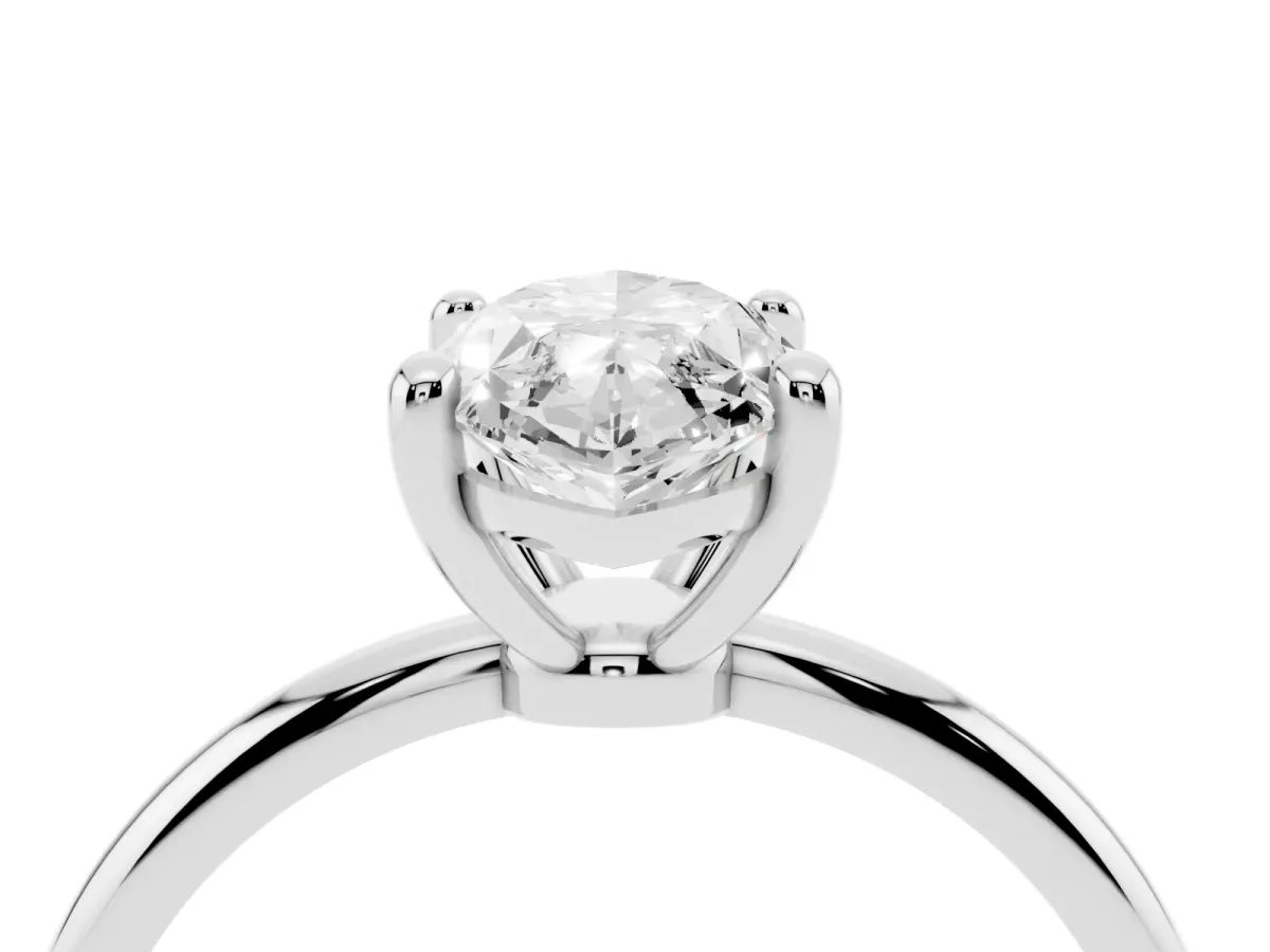 Marquise Cut Solitaire Diamond Ring with 4-Prong Setting on a Classic Band Silver