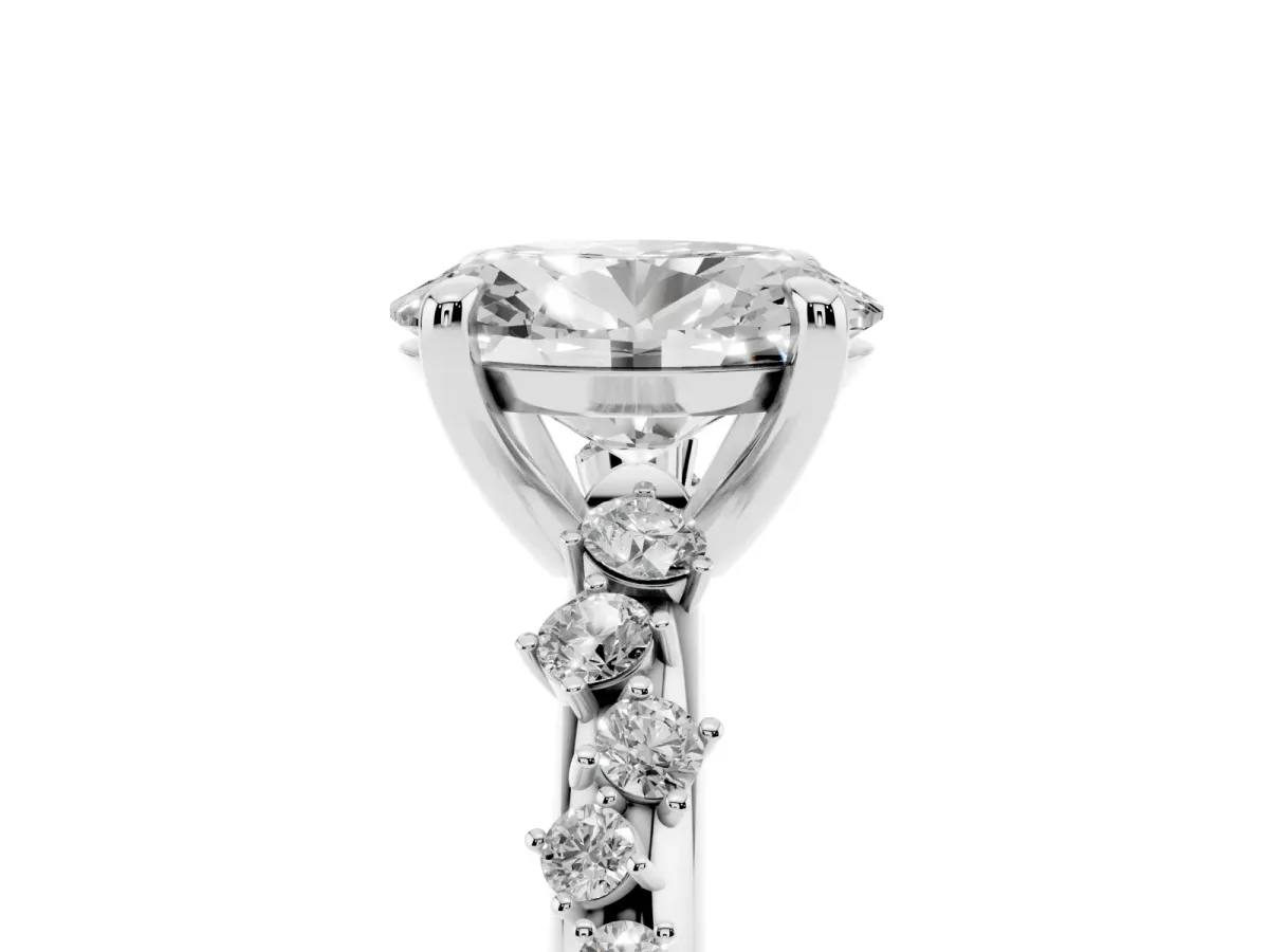 Oval Cut Cut Diamond Vine Band with Four-Prong Setting Silver