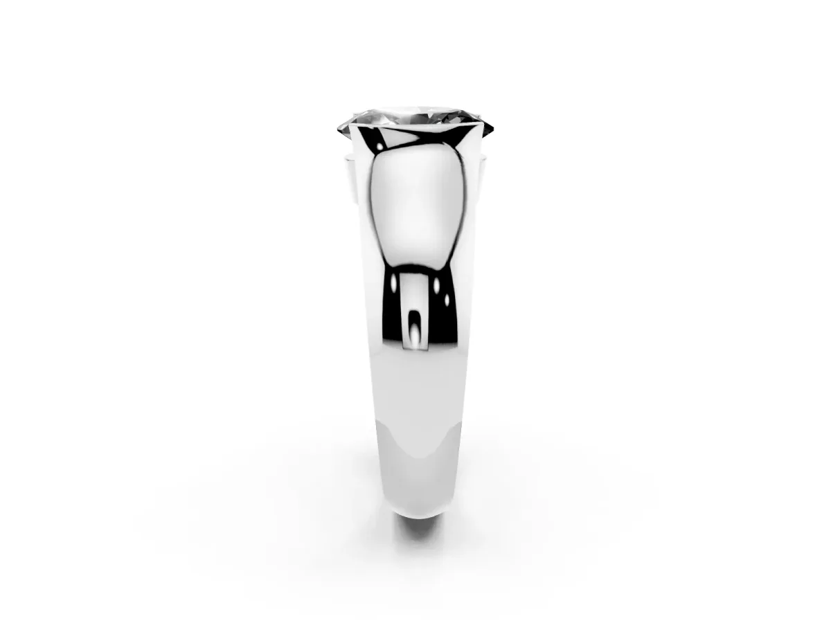 Fancy Black Oval Cut Solitaire Bezel Set Diamond Ring with Wide Band Silver
