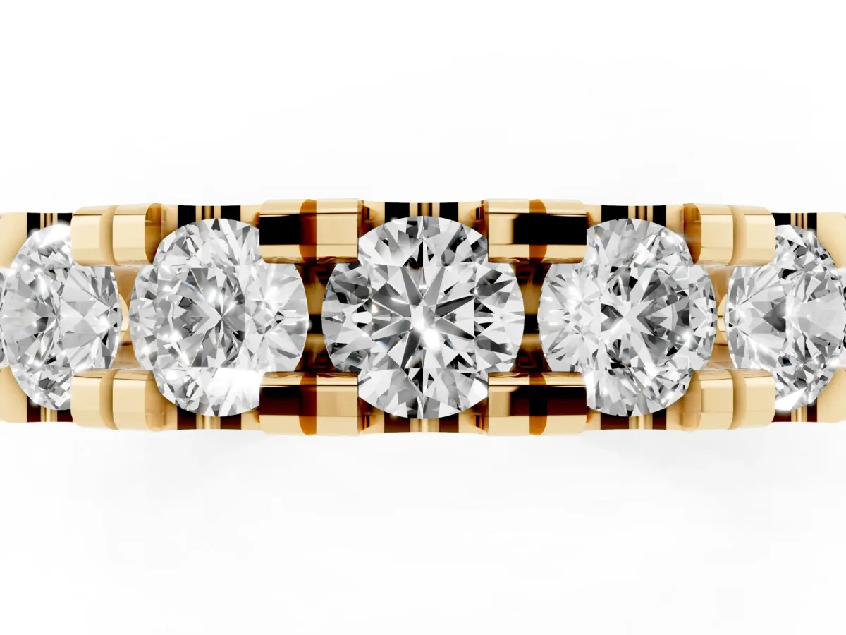 Round Diamond Full Eternity Band with U-Prong Setting Yellow gold