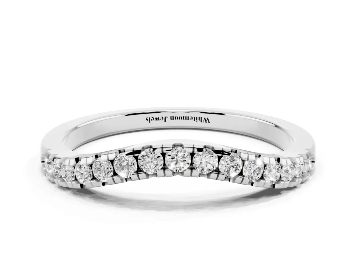 Diamond Pavé Curved Wedding Band Silver