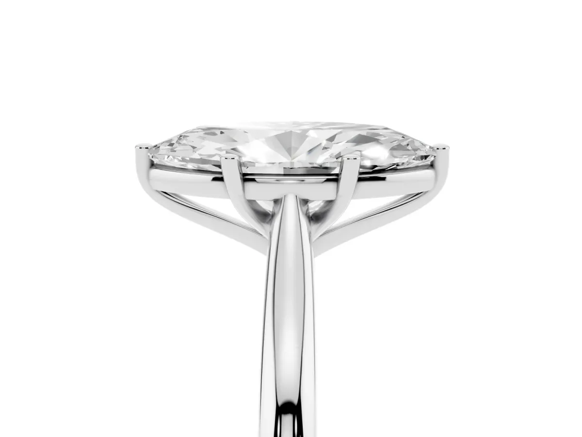 Marquise Cut Cut Solitaire Ring with Cathedral Band and Four-Prong Setting Silver