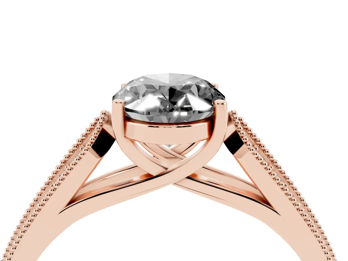 Fancy Black Oval Cut Cut Pave Split Shank Engagement Ring with Four-Prong Setting Rose gold