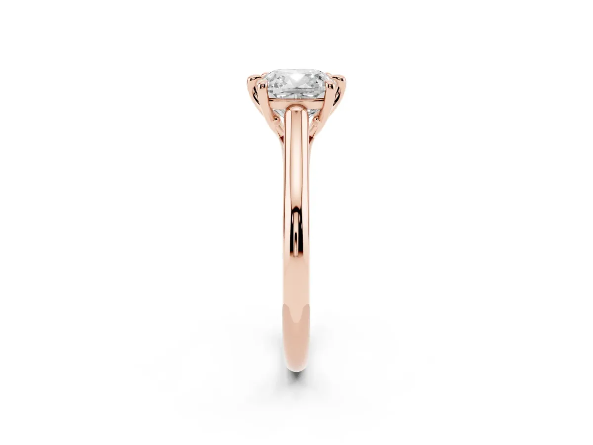 Cushion Cut Solitaire Engagement Ring with Six-Prong Setting and Classic Band Rose gold