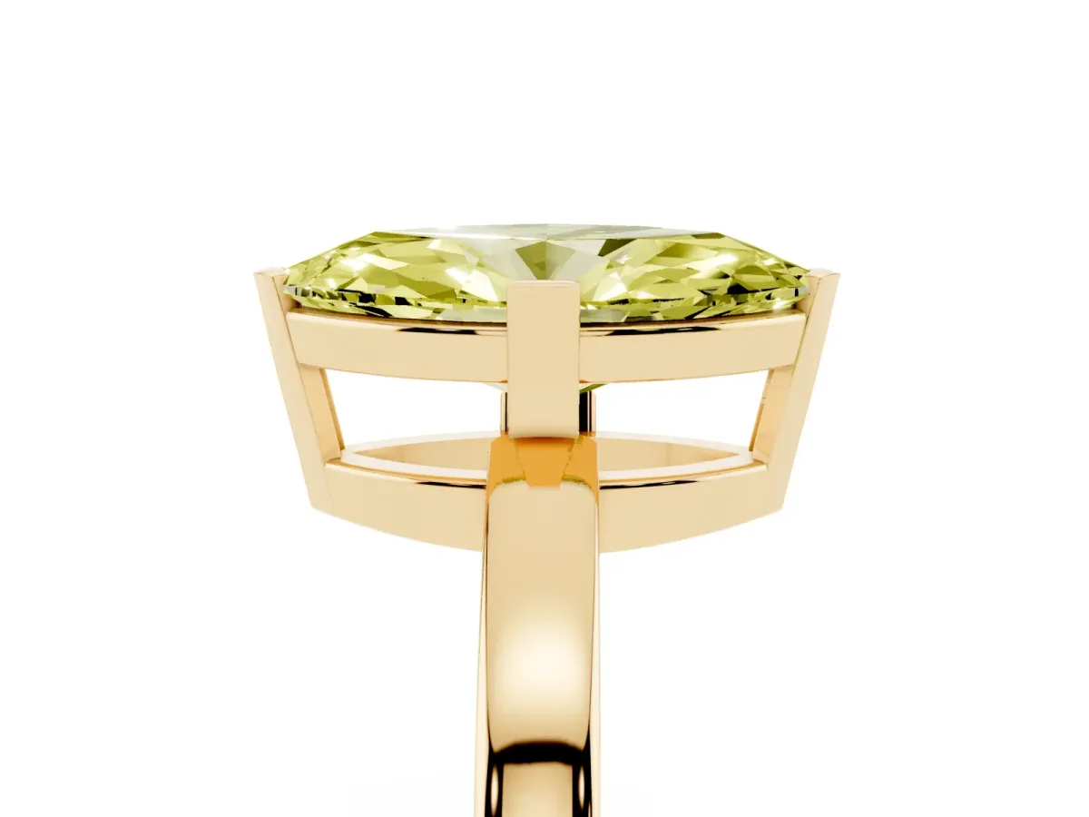 Fancy Yellow Marquise Cut Cut Solitaire Ring with Four-Prong Setting and Classic Band Yellow gold