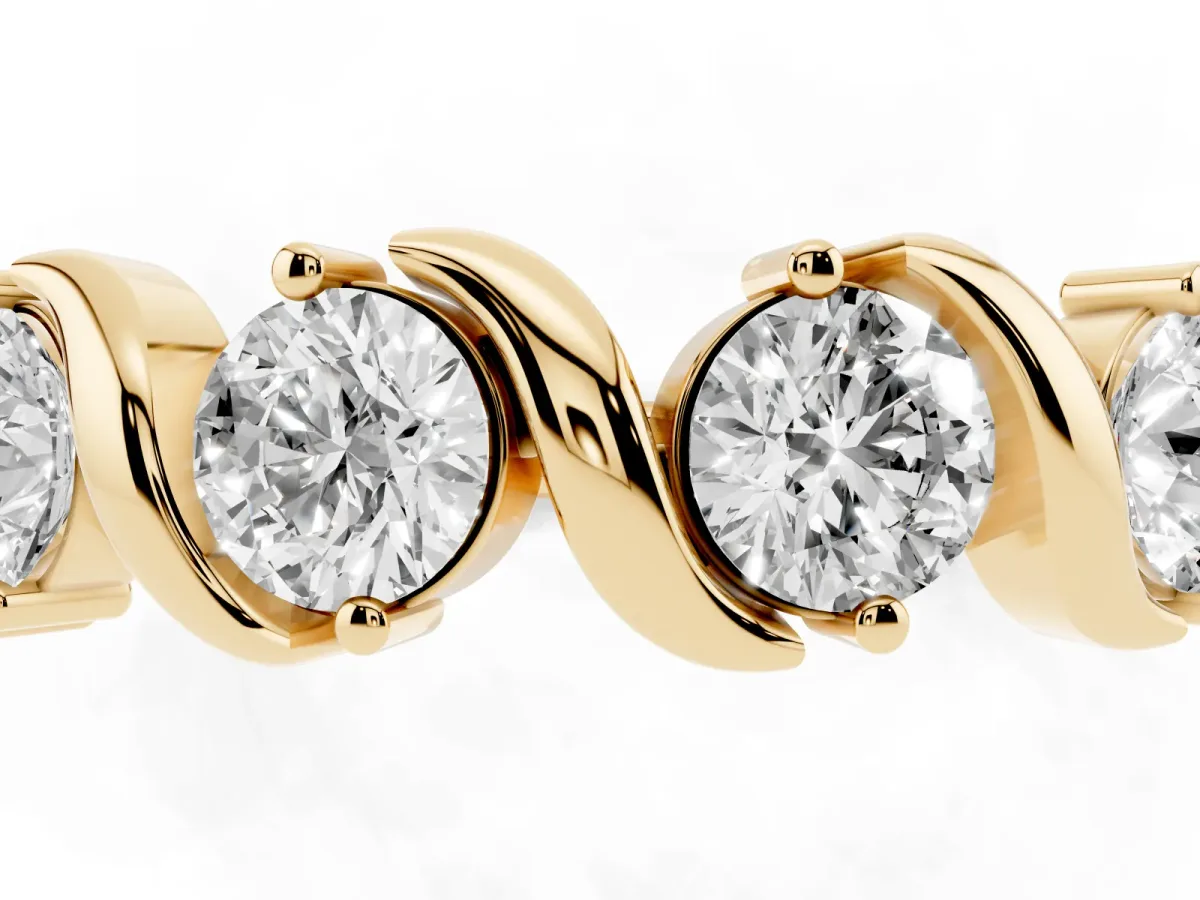 Round Diamond Half Eternity Band with Wave Prong Setting Yellow gold
