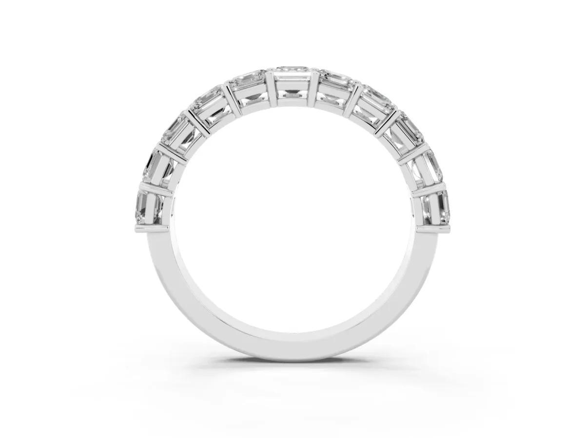 Asscher Cut Half Eternity Band with Shared Prong Setting Platinum