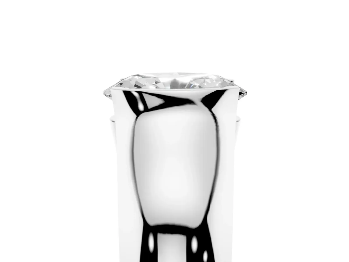 Oval Cut Solitaire Bezel Set Diamond Ring with Wide Band Platinum