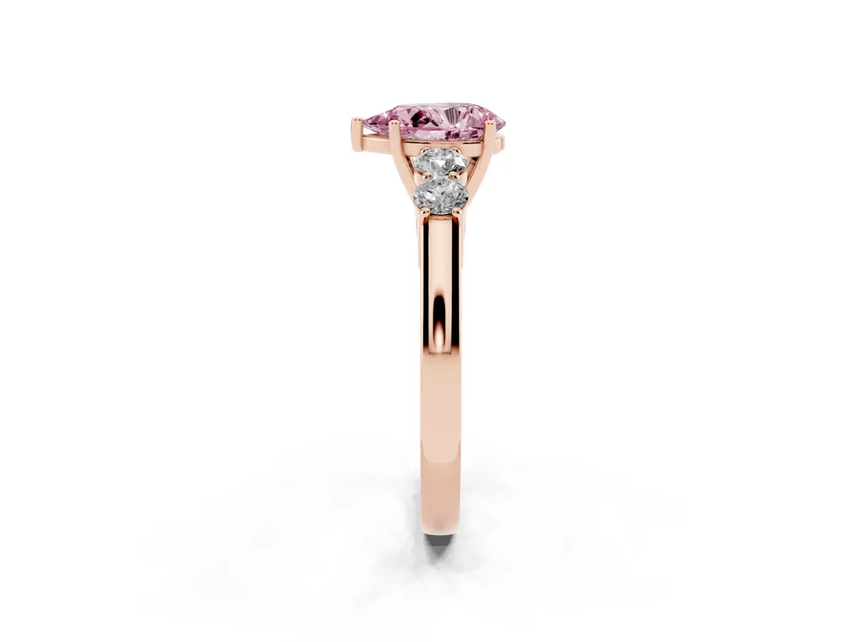 Fancy Pink Pear Cut Cut Diamond Five-Stone Prong Set White Gold Ring Rose gold