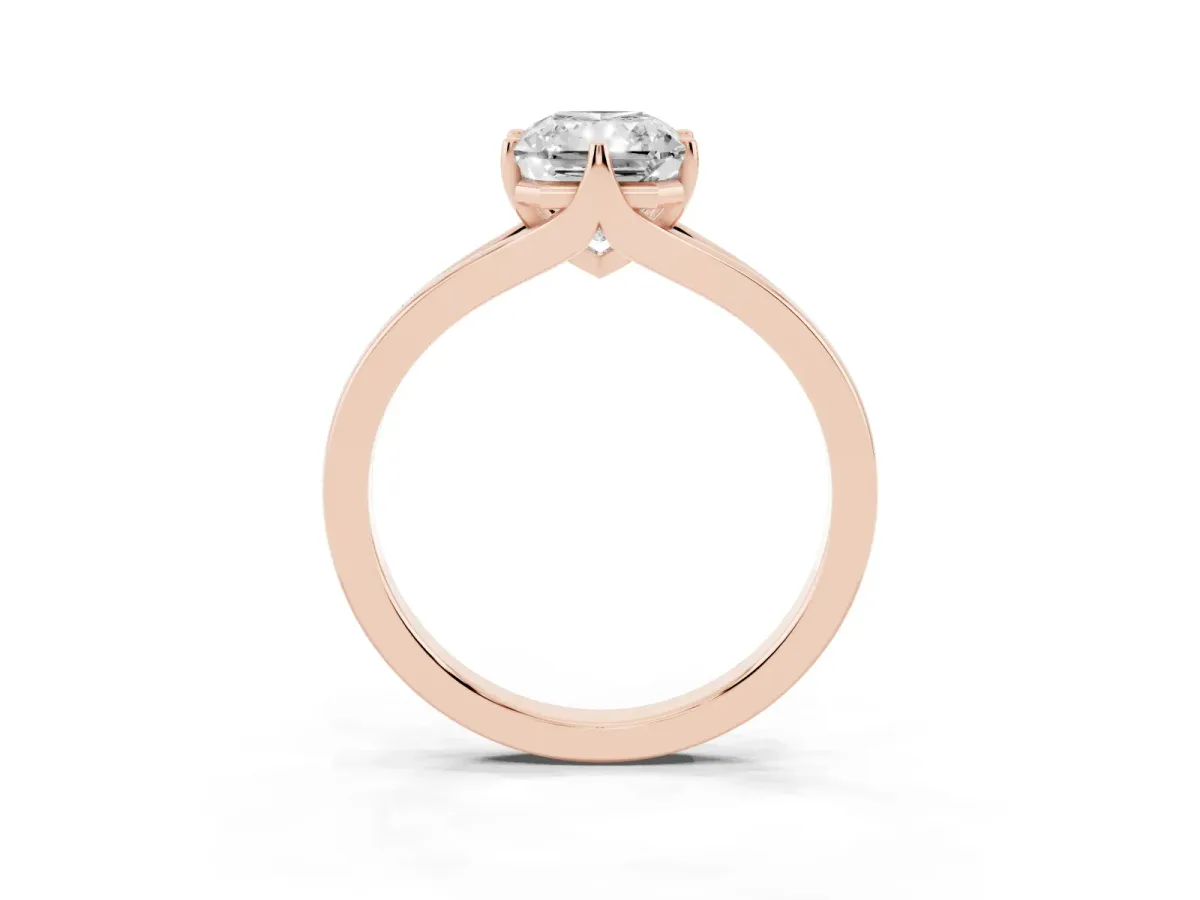 Radiant Cut Solitaire Diamond Ring with Six-Prong Setting and Tapered Band Rose gold