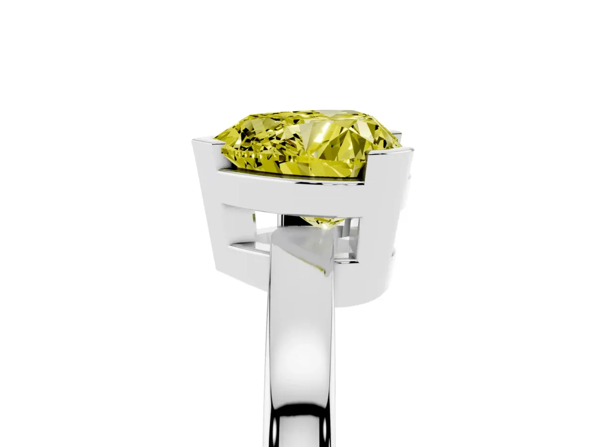 Fancy Yellow Heart Cut Cut Solitaire Ring with Four-Prong Setting and Classic Band Silver