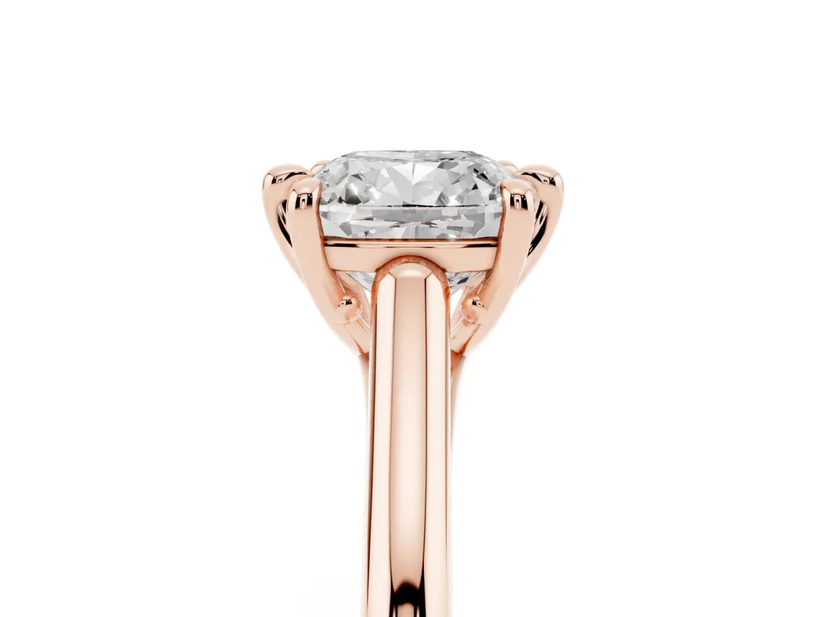 Cushion Cut Solitaire Engagement Ring with Six-Prong Setting and Classic Band Rose gold