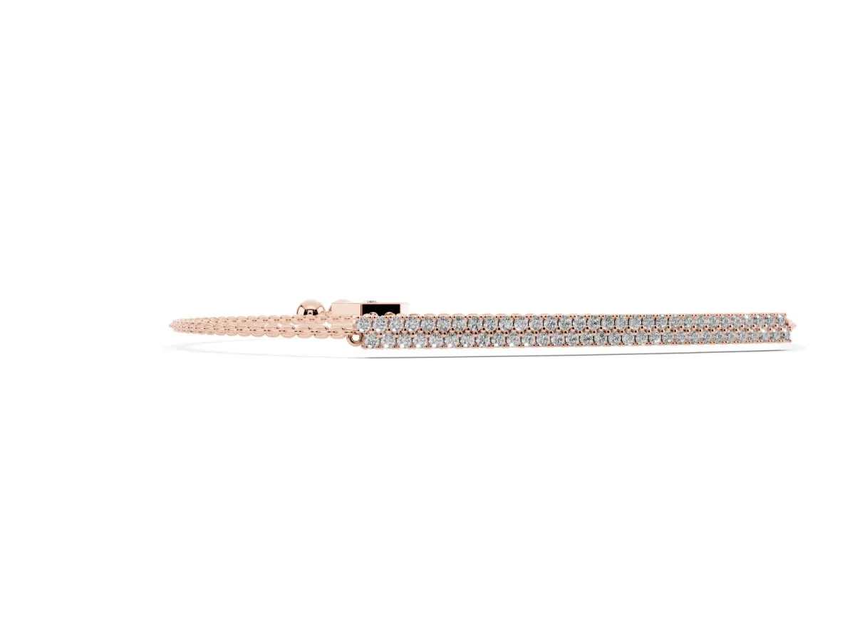 Pavé Round Diamond Box Chain Slider Bracelet Rose gold
