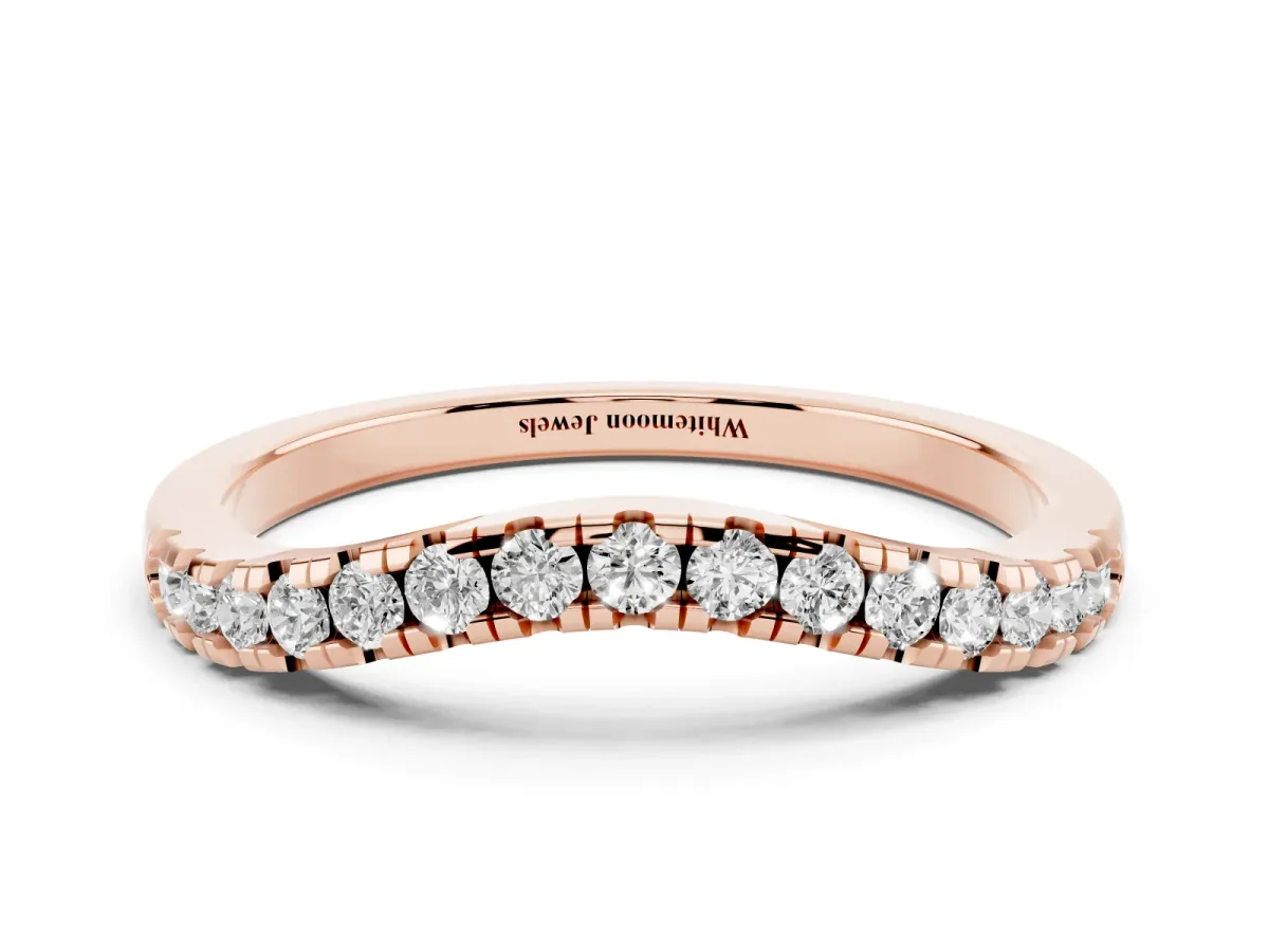 Diamond Pavé Curved Wedding Band Rose gold