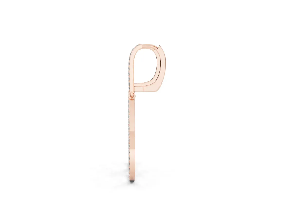 Round Diamond Teardrop Drop Earrings Rose gold