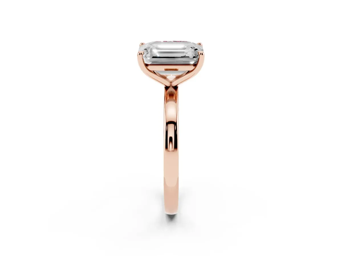 Fancy Pink Radiant Cut and Emerald Cut Toi Moi Ring with Prong Setting Rose gold