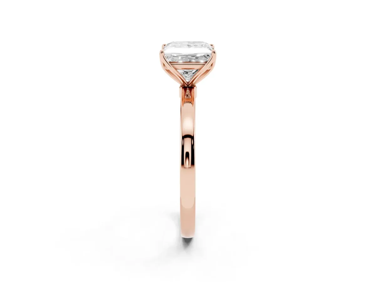Princess Cut Diamond Solitaire Ring with Thin Band and Prong Setting Rose gold