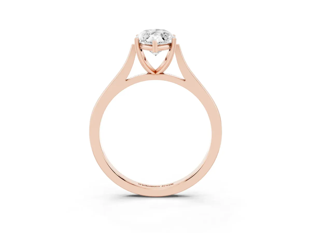Marquise Cut Solitaire Heart Prong Engagement Ring with Tapered Band Rose gold