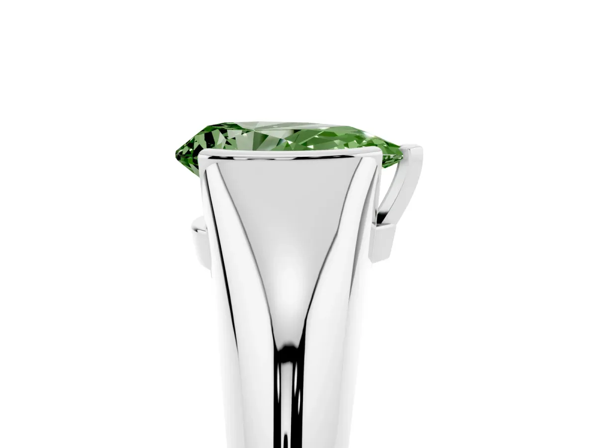 Fancy Green Pear Cut Solitaire Tension Set Diamond Ring Silver