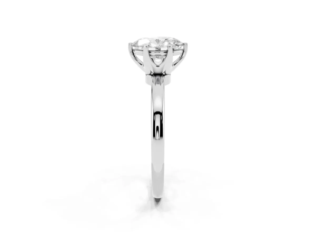 Oval Cut Solitaire Diamond Ring with Six-Prong Setting on a Classic Band White gold