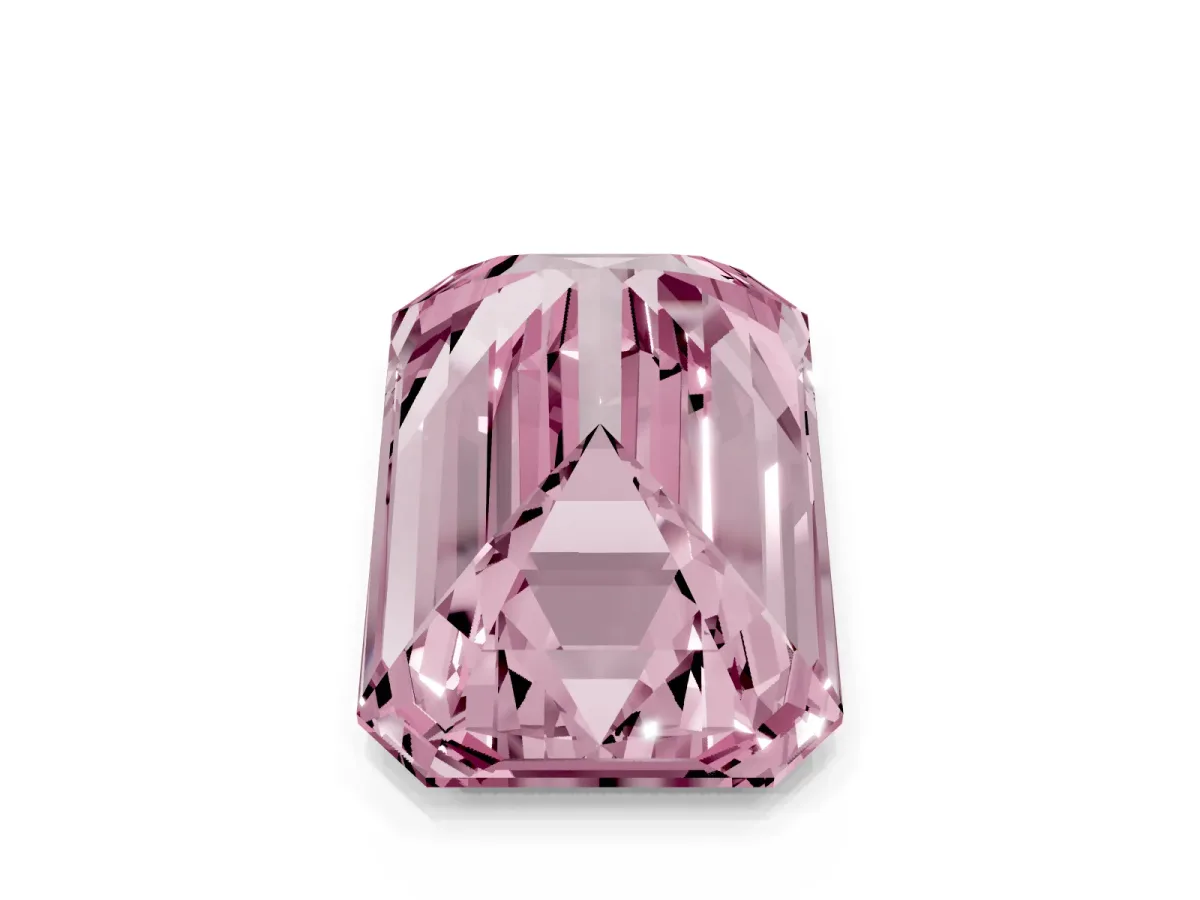 Fancy Pink Emerald Cut Cut Pave Band Milgrain Solitaire Ring Silver