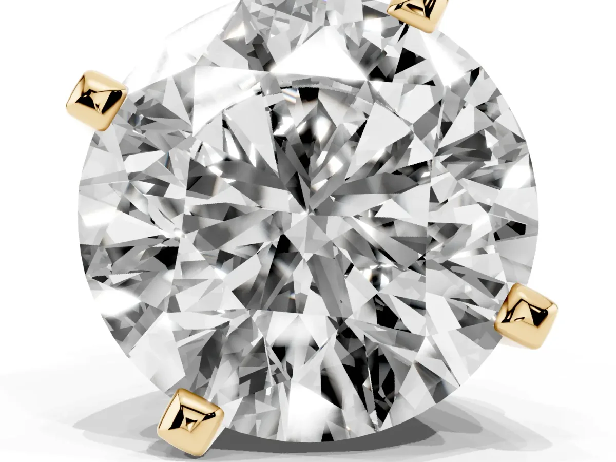 Round Cut Diamond Solitaire Ring with Prong Setting and Classic Band Yellow gold