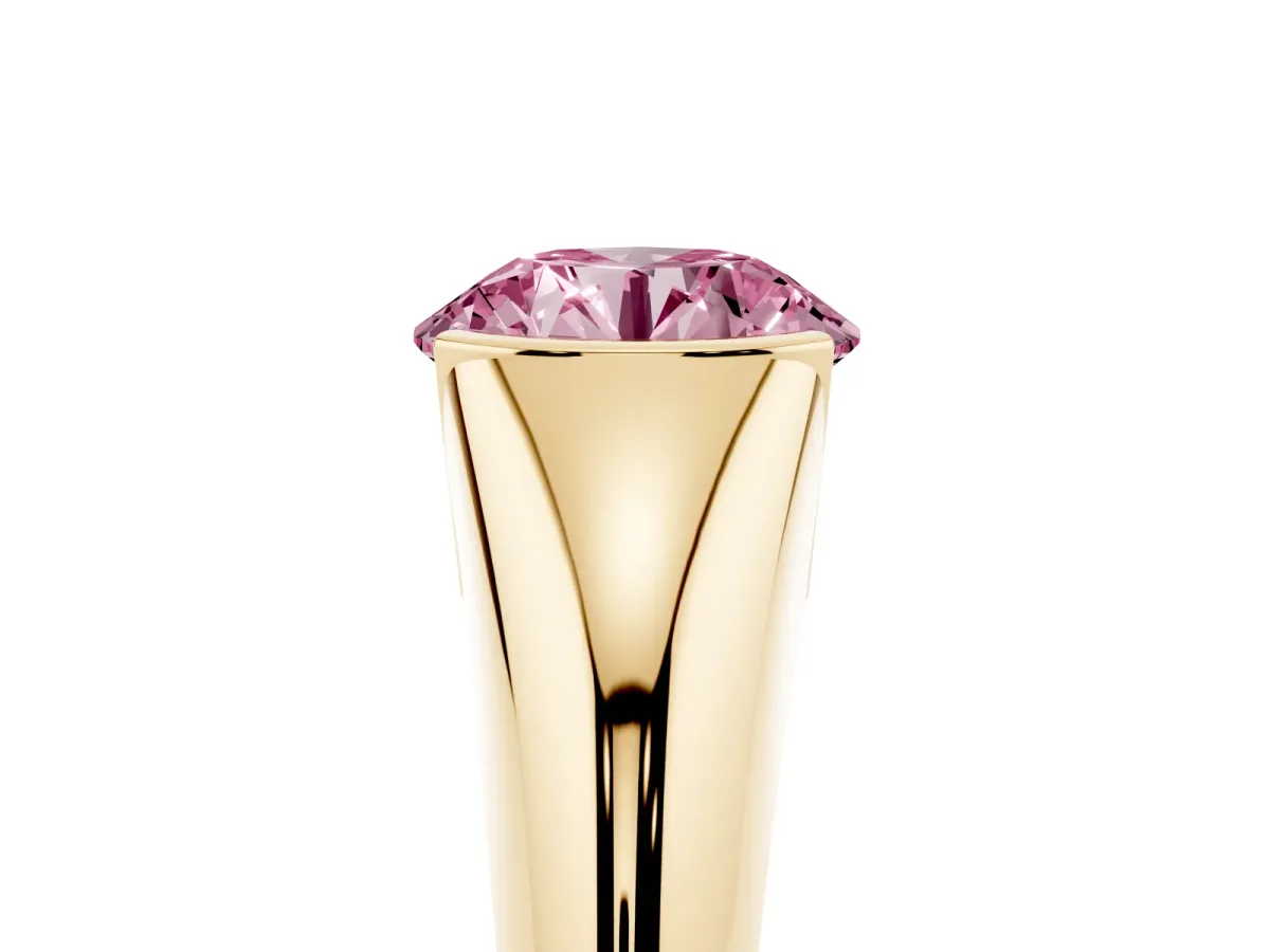 Fancy Pink Round Cut Solitaire Tension Set Diamond Ring Yellow gold