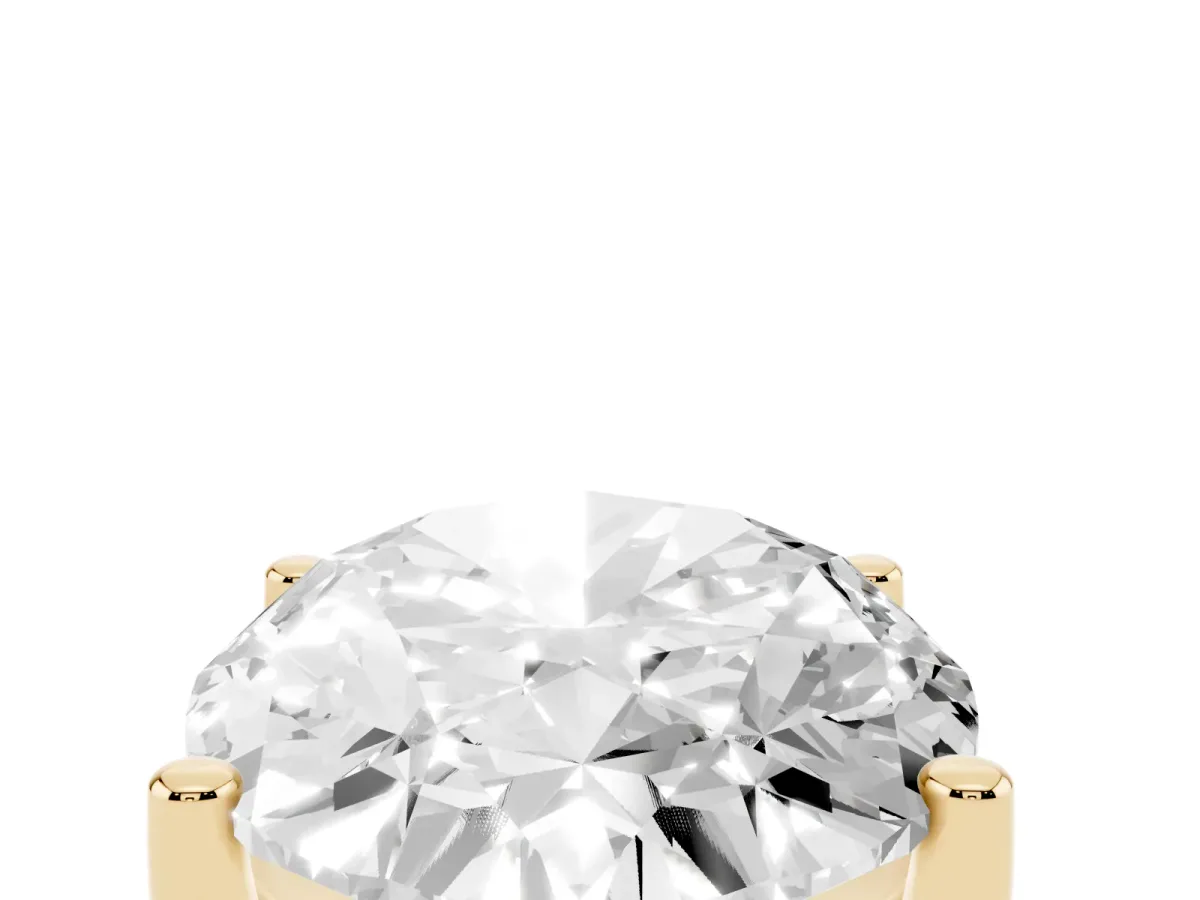 Oval Cut Cut Diamond Solitaire Engagement Ring with Tapered Plain Band and Four-Prong Setting Yellow gold