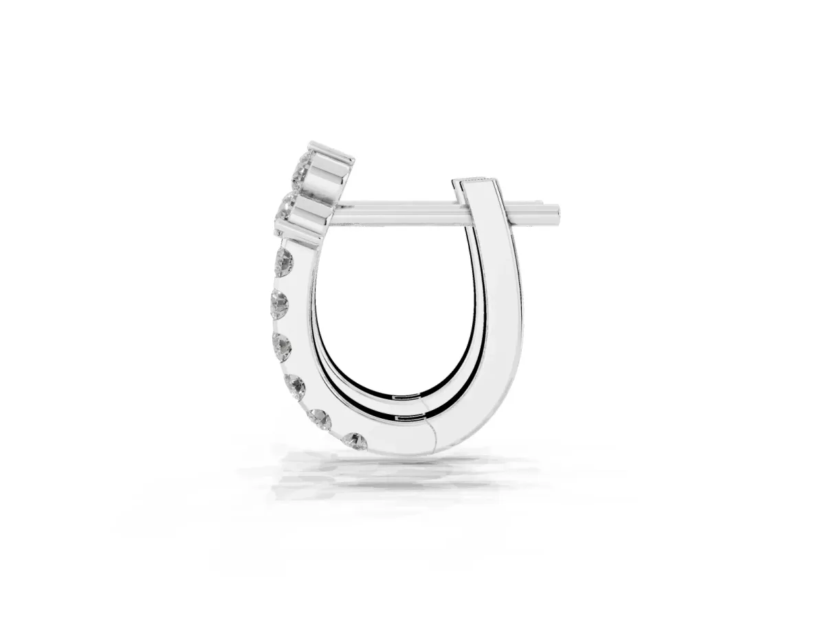 Round Cut Diamond Pavé Huggie Hoop Earrings Silver