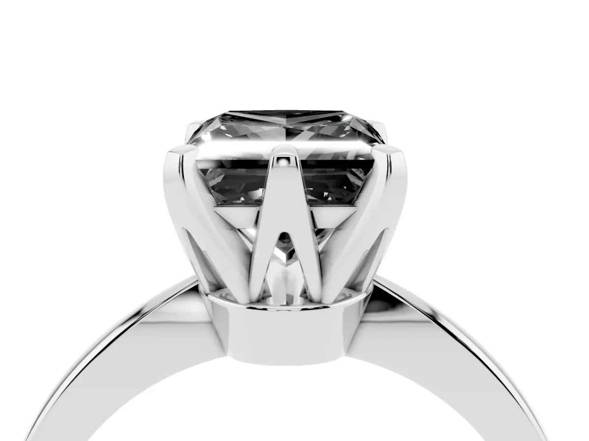 Fancy Black Princess Cut Solitaire Engagement Ring with Six-Prong Setting and Tapered Band Platinum