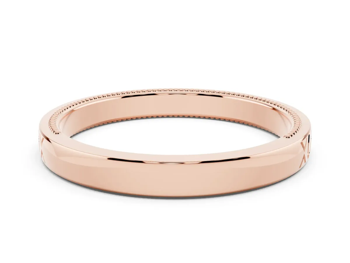 Vintage Engraved Milgrain Band Rose gold
