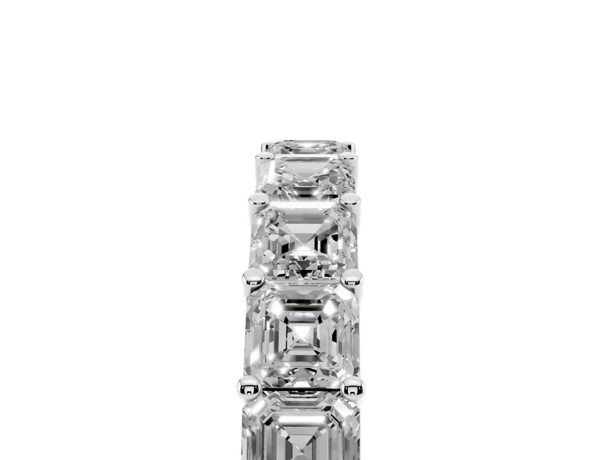 Asscher Cut Half Eternity Band with Shared Prong Setting Platinum