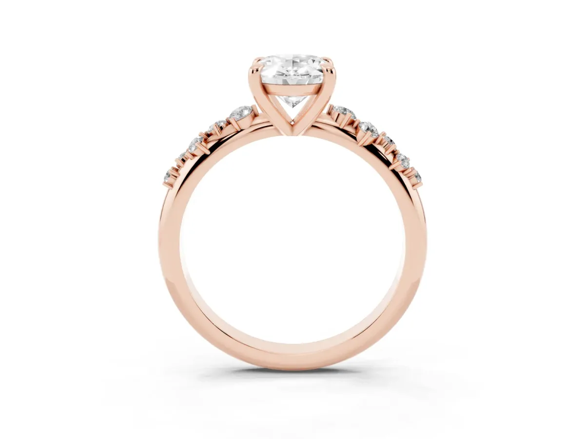 Oval Cut Cut Diamond Vine Band with Four-Prong Setting Rose gold