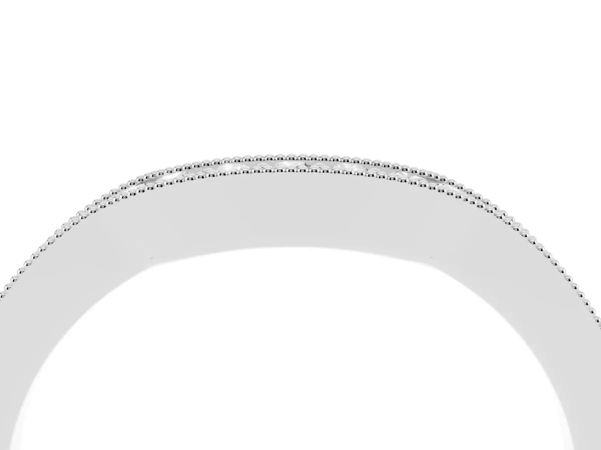 Curved Round Diamond Band with Milgrain Pavé Setting Platinum