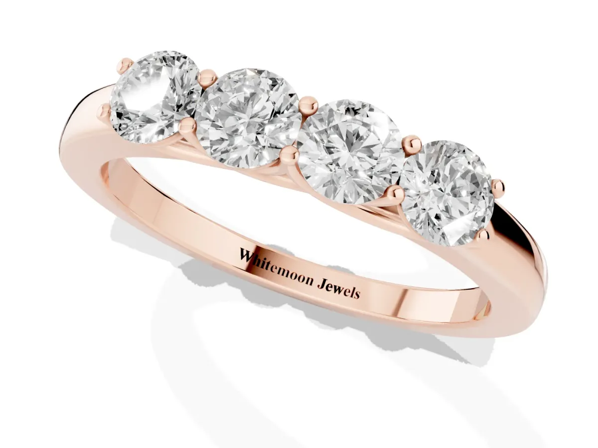 Four-Stone Round Diamond Prong-Set Band Rose gold