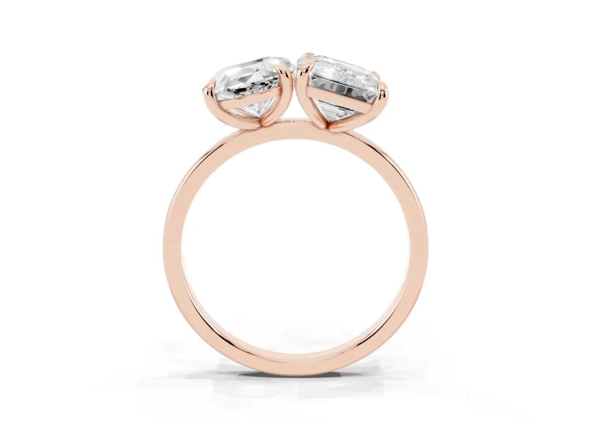 Oval and Radiant Toi Moi Ring with Prong Setting and Plain Band Rose gold