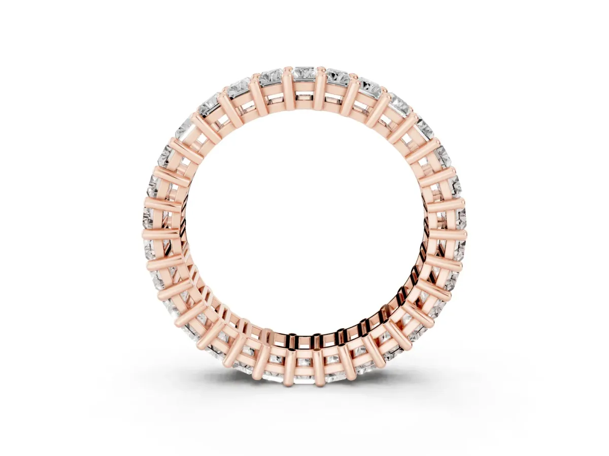 Baguette Cut Eternity Band with Shared Prong Setting Rose gold