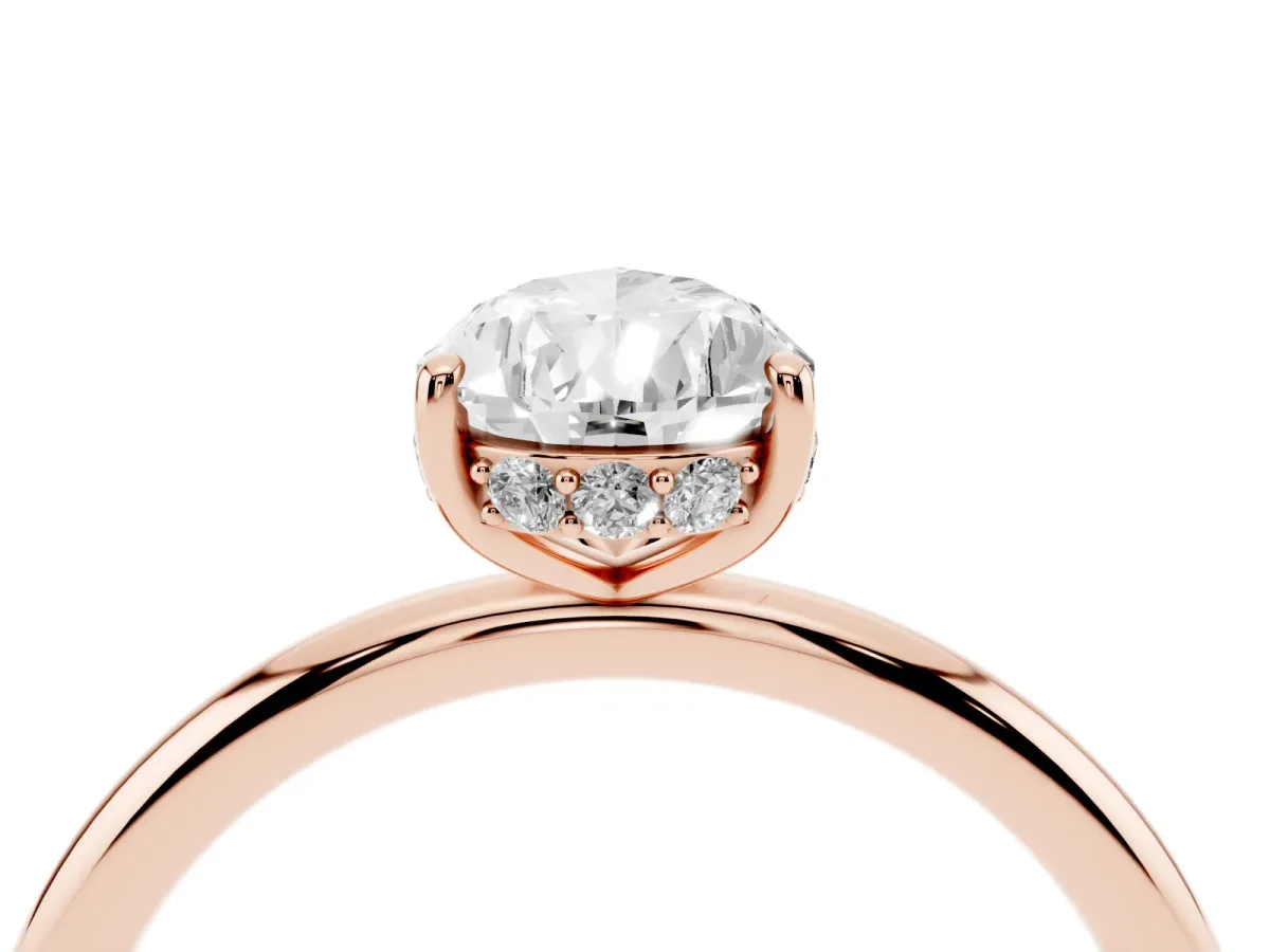 Pear Cut Solitaire Diamond Ring with a Classic Band and Four-Prong Setting Rose gold