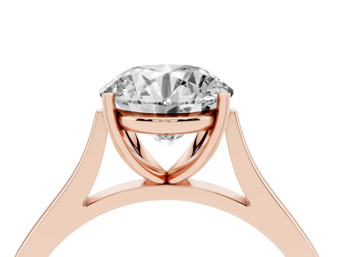 Round Cut Solitaire Heart Prong Engagement Ring with Tapered Band Rose gold