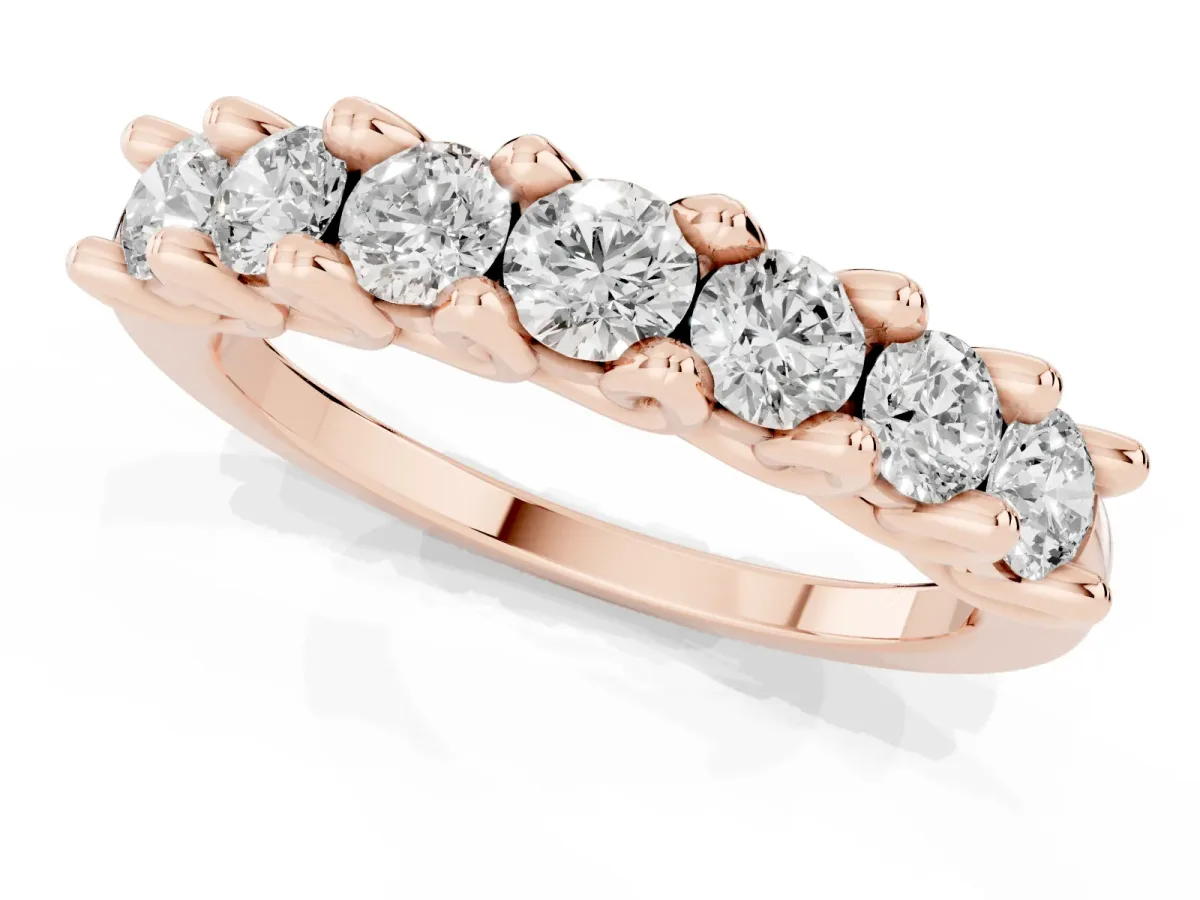 Round Diamond Prong-Set Half Eternity Band Rose gold