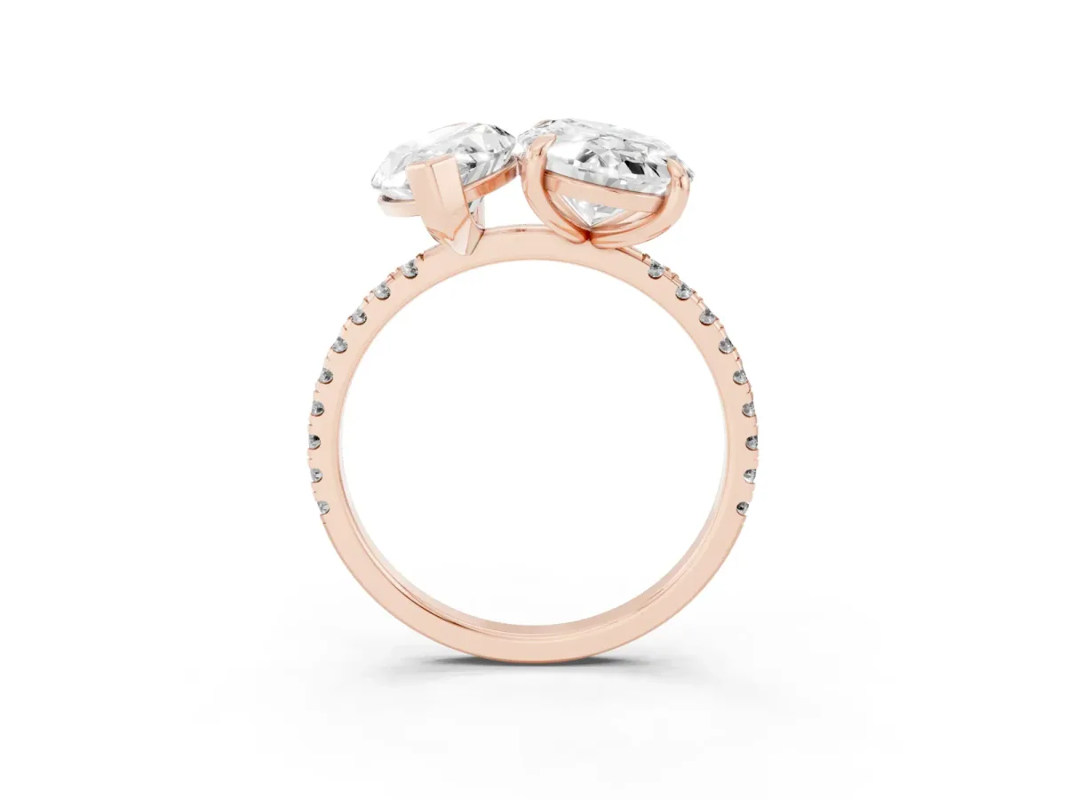 Oval and Marquise Toi Moi Ring with Prong Setting and Pave Band Rose gold
