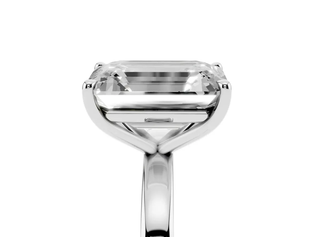 Fancy Yellow Emerald Cut and Emerald Cut Toi Moi Ring with Prong Setting Silver