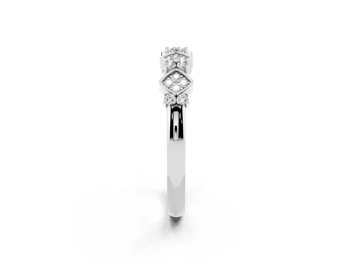 Pavé Cushion Diamond Cluster Eternity Band with Prong Setting Platinum