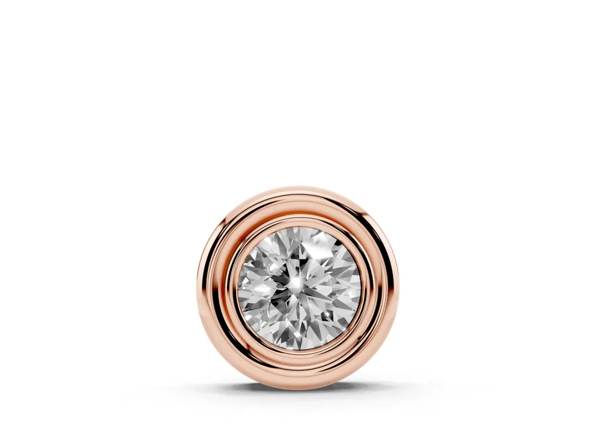 Bezel Round Diamond Pendant Rose gold