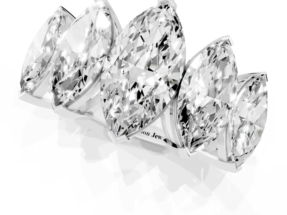 Five-Stone Marquise Diamond Prong Set Band White gold