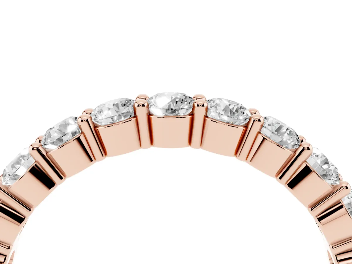 Round Diamond Half Eternity Band with Prong Setting Rose gold